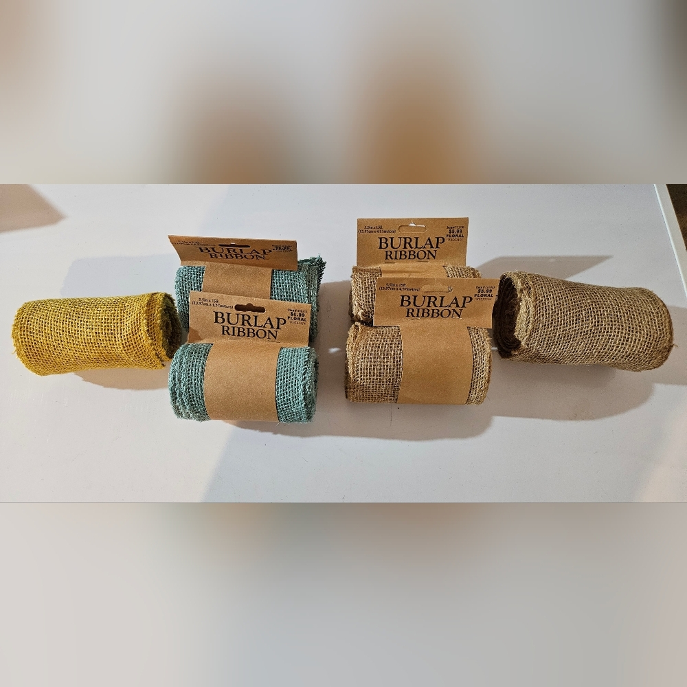 Burlap Ribbon Set in Turquoise and Brown